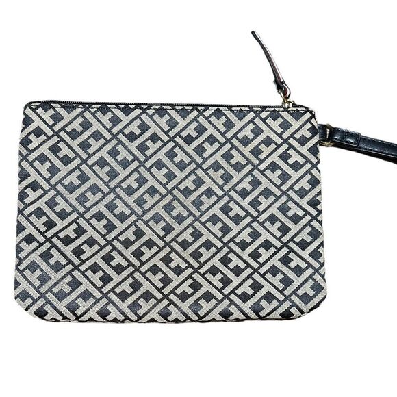 Tommy Hilfiger Wristlet Classic Black & Tan w/navy interior EUC - Picture 7 of 12